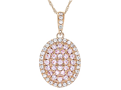 0.92ctw Pink And 0.49ctw White Sapphire 10k Rose Gold Pendant With Chain