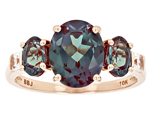 Photo of 3.50ctw Lab Created Alexandrite with 0.26 White Zircon 10k Rose Gold Ring - Size 8