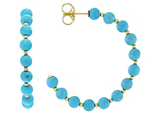 5mm Sleeping Beauty Turquoise 10k Yellow Gold J-Hoop Earrings