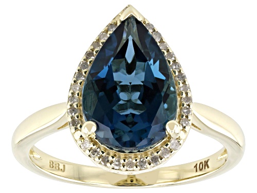 3.09ct London Blue Topaz With 0.11ctw White Diamond 10k Yellow Gold Ring - Size 7