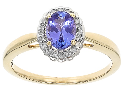 0.71ct Tanzanite With 0.10ctw White Diamond 10k Yellow Gold Ring - Size 6