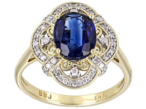2.16ct Blue Kyanite With 0.22ctw White Diamond 14k Yellow Gold Ring - Size 8