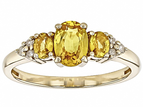 1.24ctw Yellow Sapphire With 0.08ctw White Diamond 10k Yellow Gold Ring - Size 8.5