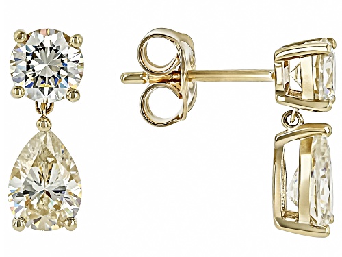 3.11ctw Strontium Titanate 10k Yellow Gold Earrings