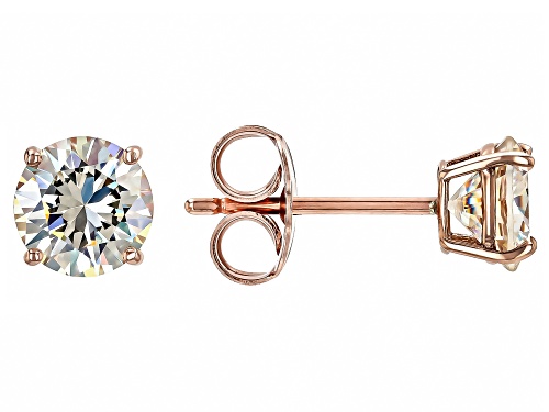 2.26ctw Round Strontium Titanate 10k Rose Gold Earrings