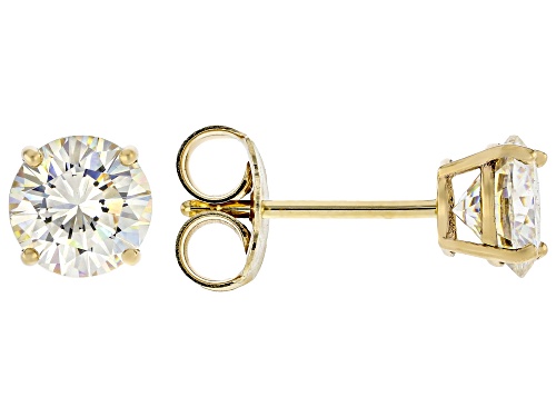 2.26ctw Round Strontium Titanate 10k Yellow Gold Earrings