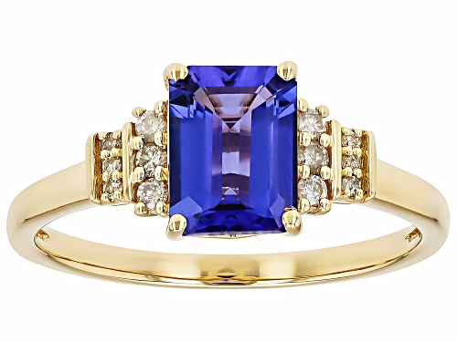 1.57ct Tanzanite With 0.12ctw White Diamond 10k Yellow Gold Ring - Size 10