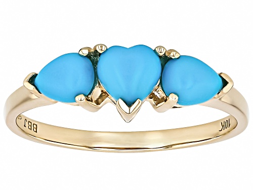5mm Heart And 5x4mm Pear Shape Sleeping Beauty Turquoise 10k Yellow Gold Ring - Size 8