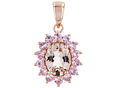 0.95ct Cor-De-Rosa™ Morganite With 0.52ctw Pink Sapphire 10k Rose Gold Pendant