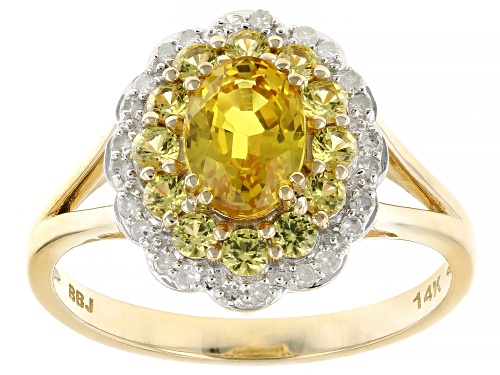 1.32ctw Yellow Sapphire With 0.10ctw White Diamond 14k Yellow Gold Ring - Size 8