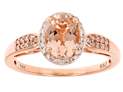 0.95ct Cor-De-Rosa™ Morganite With 0.15ctw White and Pink Diamond 10k Rose Gold Ring - Size 6