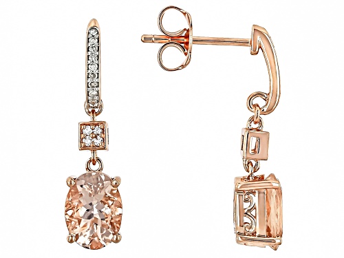 1.90ctw Cor-De-Rosa™ Morganite With 0.10ctw White And Pink Diamond 10k Rose Gold Earrings