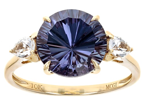 4.43ct Lab Color Change Sapphire With 0.36ctw Lab White Sapphire 10k Yellow Gold Ring - Size 9