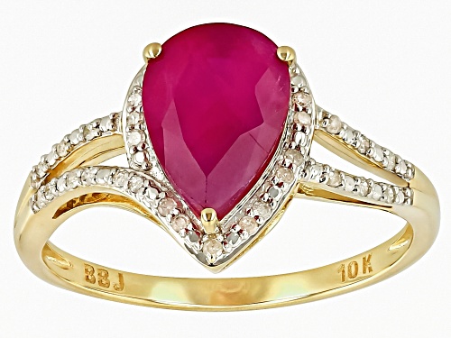 2.08ct John Saul Ruby With 0.11ctw White Diamond 10k Yellow Gold Ring - Size 6