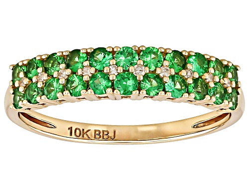 0.60ctw Tsavorite With 0.03ctw White Diamond 10k Yellow Gold Ring - Size 7