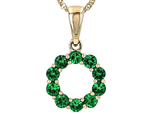 0.60ctw Tsavorite 10k Yellow Gold Pendant With Chain