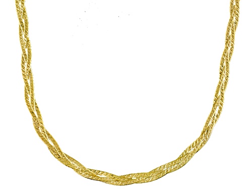 10k Yellow Gold Reversible Braided Herringbone Link 18 Inch Necklace - Size 18