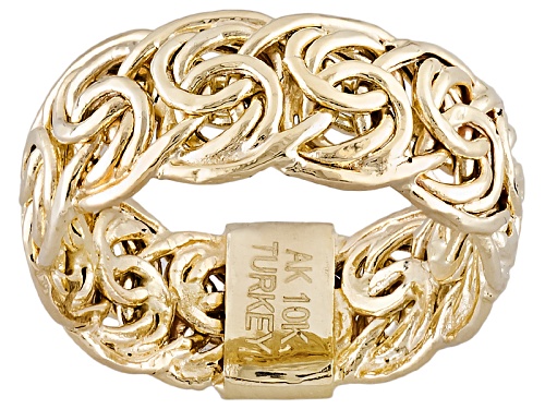 10k Yellow Gold Byzantine Link Band Ring - Size 7