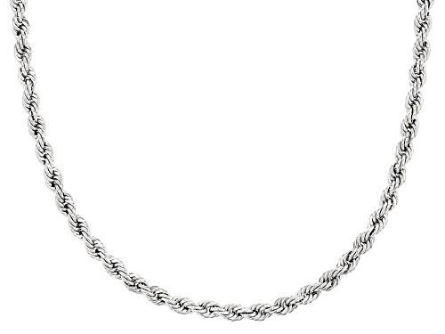 Rhodium Over 10k White Gold Rope 20 Inch Necklace - Size 20