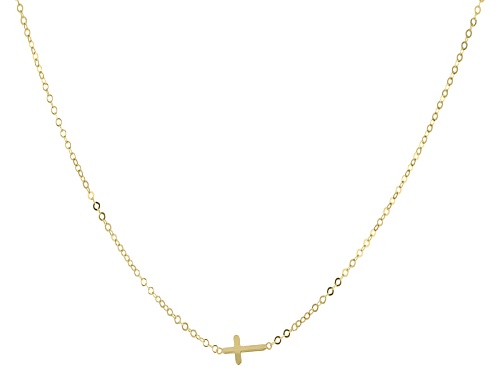 10k Yellow Gold Cross Station 32 Inch Necklace - Size 32