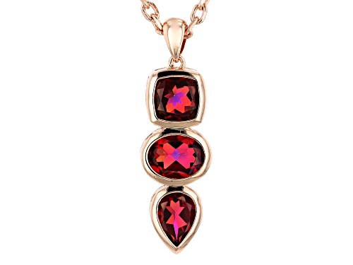 Timna Jewelry Collection™ 5.16ctw Mixed Savage Fire™ Quartz, Copper 3-Stone Pendant With Chain