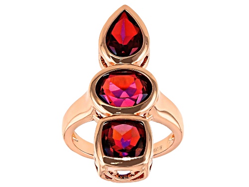 Timna Jewelry Collection™ 5.54ctw Mixed Shape  Savage Fire™ Quartz 3-Stone Copper Ring - Size 6