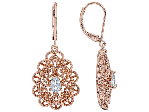 Timna Jewelry Collection™ .80ctw Pear Shape Glacier Topaz(TM) Copper Filigree Dangle Earrings