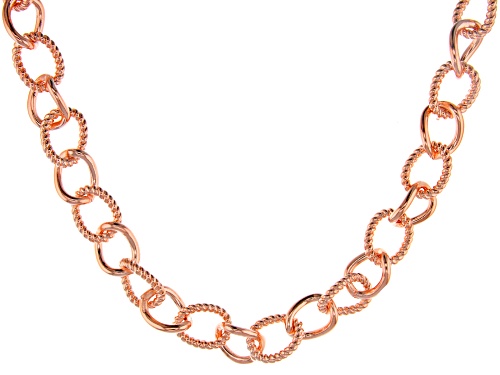 Timna Jewelry Collection™ Textured and Smooth Copper Curb Link Chain Necklace - Size 18