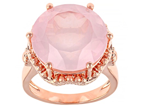 Timna Jewelry Collection™ 16mm Round Rose Quartz Solitaire Copper Ring - Size 8