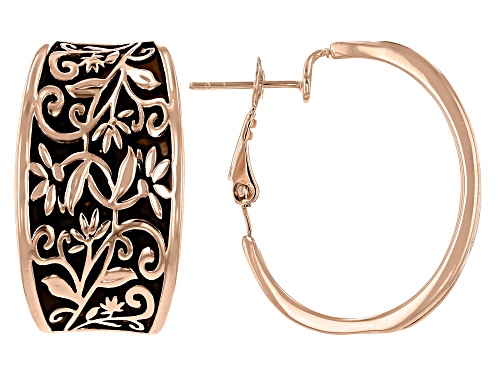 Timna Jewelry Collection™ Copper Floral Design With Black Enamel Earrings