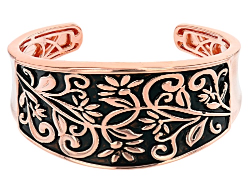 Timna Jewelry Collection™ Copper Floral Design W/ Black Enamel Cuff Bracelet
