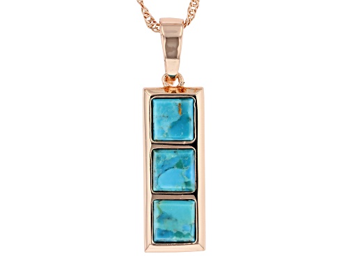 Timna Jewelry Collection™ Square Turquoise Inlay Copper Enhancer With 18" Chain