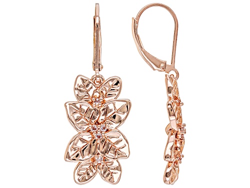 Photo of Timna Jewelry Collection™ 0.17ctw Round White Topaz Copper Floral Earrings