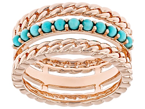 Timna Jewelry Collection™ 2mm Blue Turquoise Copper Multi-Row Band Ring - Size 7