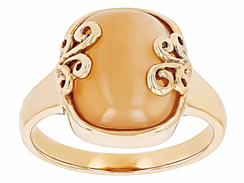 Timna Jewelry Collection™ 12x10mm Peach Moonstone Copper Ring - Size 6