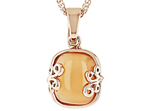 Timna Jewelry Collection™ 12x10mm Peach Moonstone Copper Enhancer Pendant With Chain
