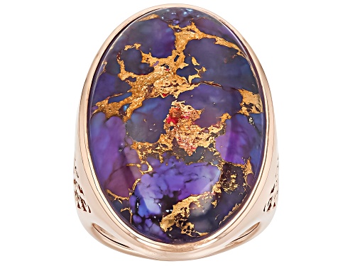 Timna Jewelry Collection™ 30x18mm Oval Purple Turquoise Copper Ring - Size 7