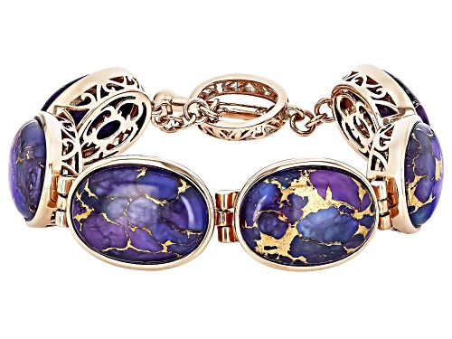 Timna Jewelry Collection™ 20x14mm Purple Turquoise Copper Bracelet - Size 7.25