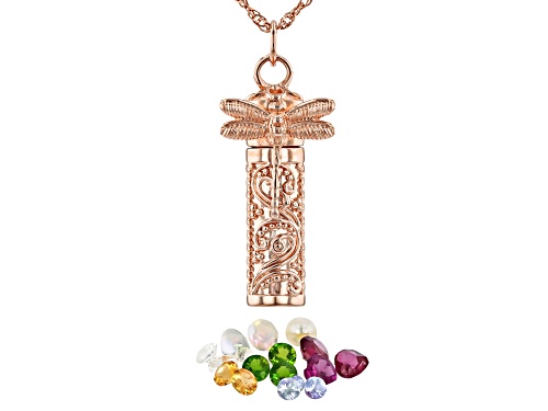 Timna Jewelry Collection™ Copper Dragonfly Prayer Box Pendant With 2.15ctw Mixed Gemstones