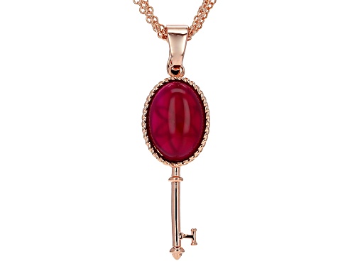 Timna Jewelry Collection™  18x13mm Pink Onyx Copper Key Enhancer With Triple Strand Chain