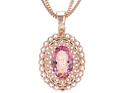 Timna Jewelry Collection™ 10.32ct Oval Salmon Sensation™ Quartz Copper Enhancer With Triple Chain
