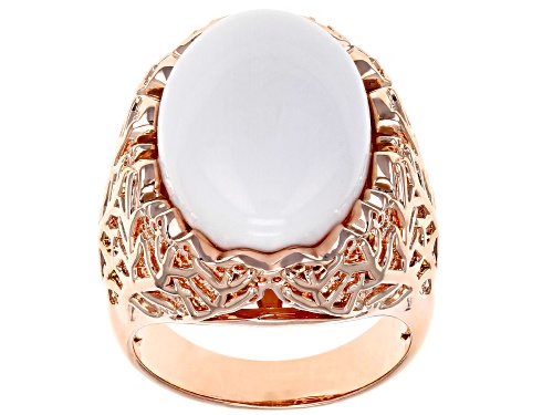 Timna Jewelry Collection™ 18x13mm Oval White Onyx Cabochon Solitaire Copper Ring - Size 4