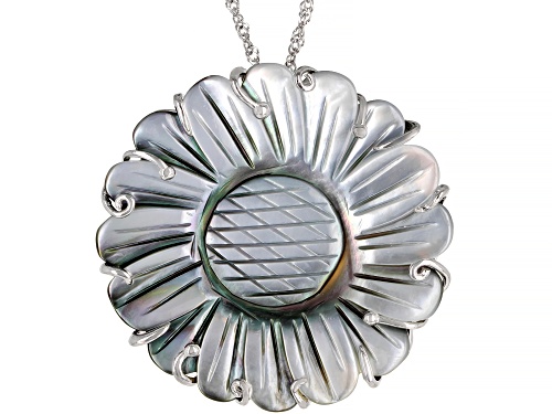 Photo of 40mm Tahitian Mother-of-Pearl Rhodium Over Sterling Silver Pendant With Chain