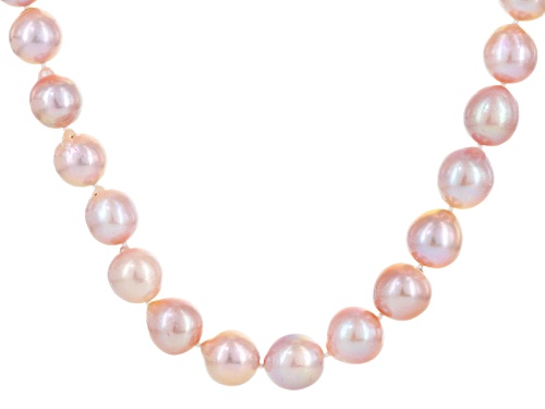 12.5-13.5mm Multicolor Lavender Cultured Freshwater Pearl Rhodium Over Silver 32 Inch Necklace - Size 32