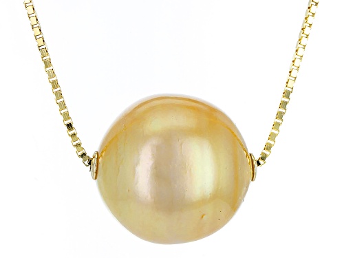 15mm Golden Cultured South Sea Pearl, 14k Yellow Gold 20 Inch Necklace - Size 20