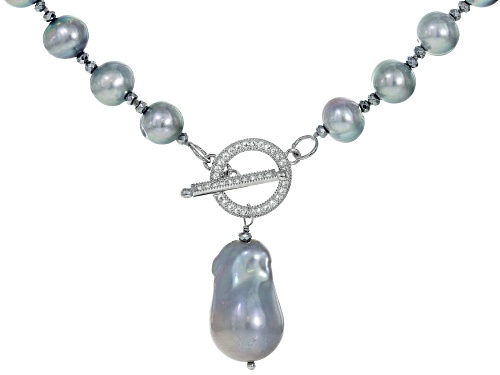 Photo of Silver Cultured Freshwater Pearl, Hematine & Bella Luce(TM) Rhodium Over Silver 28 Inch Necklace - Size 28