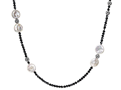 15-16mm Cultured Freshwater Pearl, Bella Luce(TM) & Hematine Rhodium Over Silver 36 Inch Necklace - Size 36
