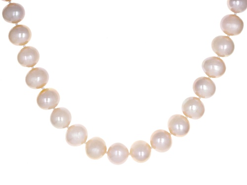 10.5-11mm Peach Cultured Freshwater Pearl Rhodium Over Sterling Silver 18 Inch Necklace - Size 18