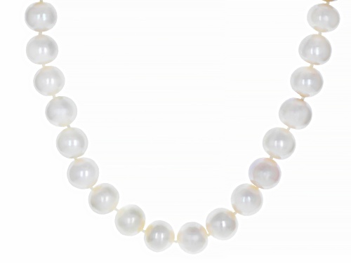 Photo of 10-12mm White Cultured Freshwater Pearl Rhodium Over Sterling Silver 22 Inch Strand Necklace - Size 22