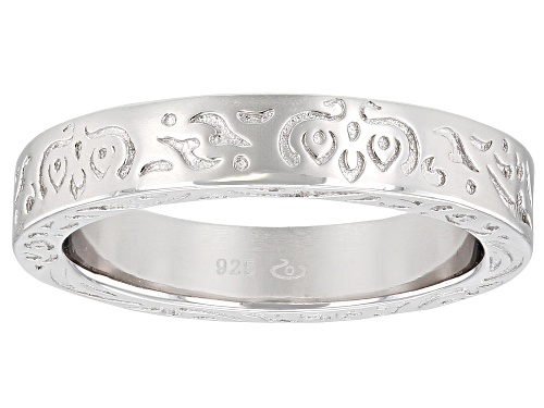 Photo of Rhodium Over Sterling Silver Band Ring - Size 7